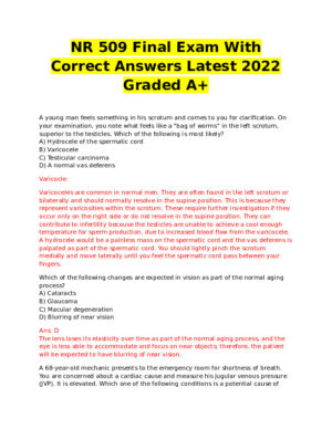 2022 NR509 Health Assessment Final Exam With Answers (68 Solved Questions)