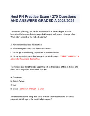 2023-2024 HESI PN Pharmacology Practice Exam With Answers (191 Solved Questions)