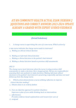 2023-2024 ATI RN Community Health Proctored Exam With Answers (14 Solved Questions)