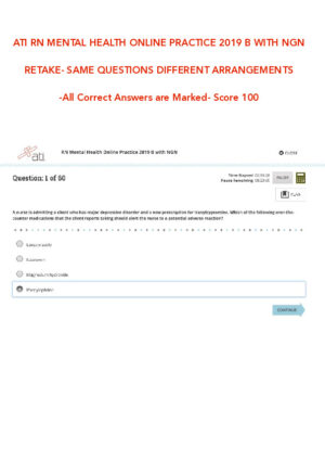 2019 ATI RN Mental Health Online Practice B With NGN With Answers (60 Solved Questions)