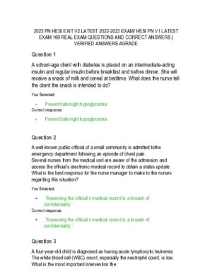 2022-2023 HESI Child Care Exit Exam Version 1 With Answers (160 Solved Questions)