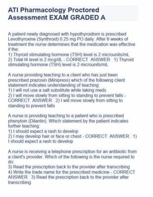 ATI Pharmacology Proctored Exam with Answers (125 Solved Questions)