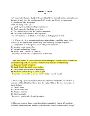 HESI Care of adults and older adults Exit Exam Version 6 With Answers (160 Solved Questions)