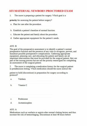 ATI RN Proctored Exam with Answers (6 Solved Questions)