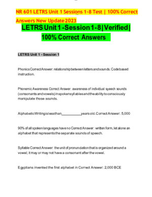 2023 NR601 LETRS Unit 1 Session 1 With Answers (20 Solved Questions)