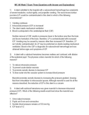NR340 Critical Care Week 7 Exam With Answers (216 Solved Questions)