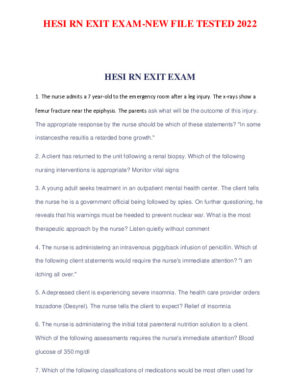 2022 HESI RN Clinical Analysis Exit Exam With Answers (150 Solved Questions)