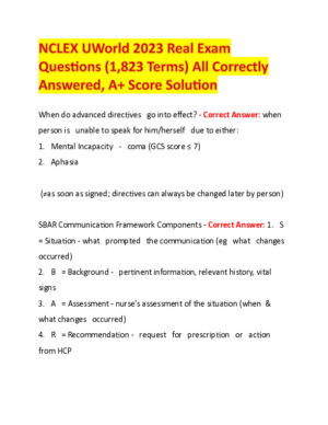 2023 NCLEX Uworld Pharmacology Real Exam With Answers (1823 Solved Questions)