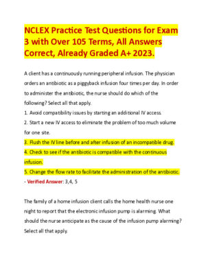2023 NCLEX Clinical Analysis Practice Exam With Answers (105 Solved Questions)