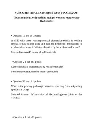 2022 NURS6501 Child Care Final Exam Week 11 With Answers (20 Solved Questions)