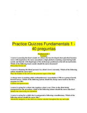ATI RN Fundamental Proctored Exam With NGN Version 6 With Answers (40 Solved Questions)