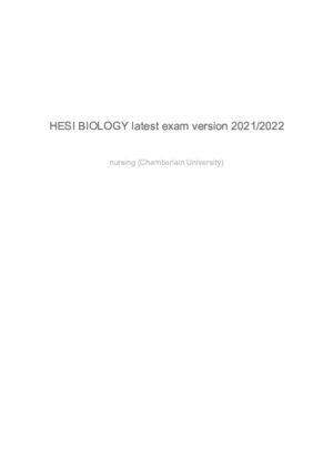 2021-2022 HESI Chamberlain university Biology Practice Exam With Answers (99 Solved Questions)