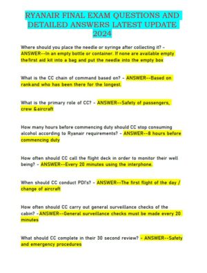2024 RYANAIR Final Exam with Answers (327 Solved Questions)