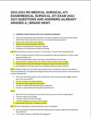 2022-2023 ATI RN Medical Surgical Exam with Answers (269 Solved Questions)