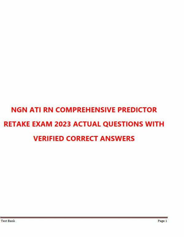 2023 NGN ATI RN Comprehensive Predictor Retake Exam with Answers (177 Solved Questions)