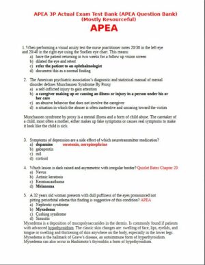 APEA 3p Actual Exam Test Bank with Answers (157 Solved Questions)