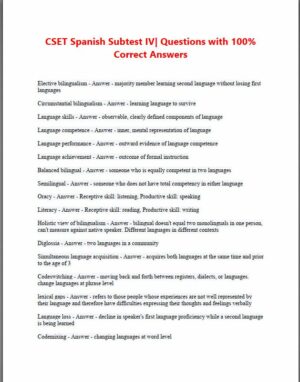 CSET Spanish Subtest IV Practice Exam with Answers (89 Solved Questions)