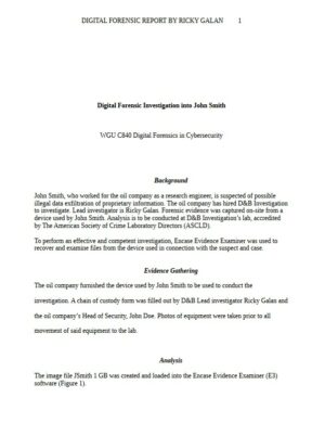 WGU C840 Digital Forensics in Cybersecurity (1 Completed Essay)