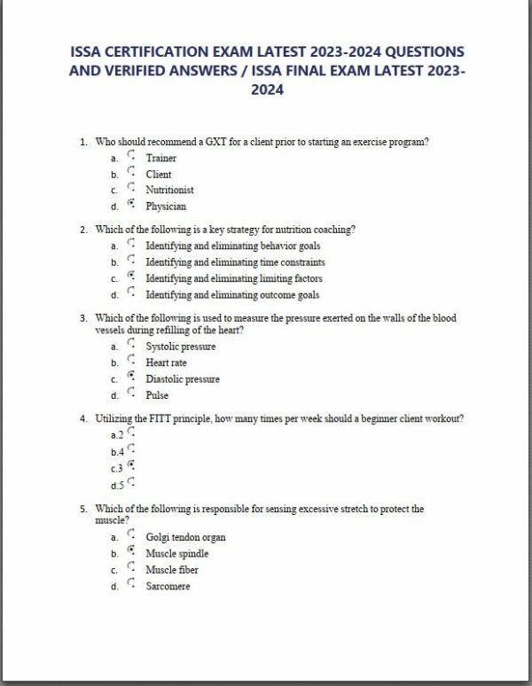 2023-2024 ISSA Certification Final Exam with Answers (200 Solved Questions)