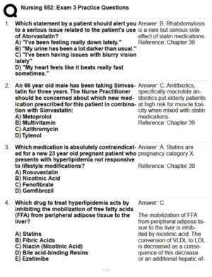 Nursing 552: Practice Exam 3 with Answers (45 Solved Questions)