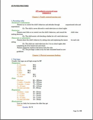 ATI PN Pediatrics Proctored Exam Version 8 with Answers (166 Solved Questions)