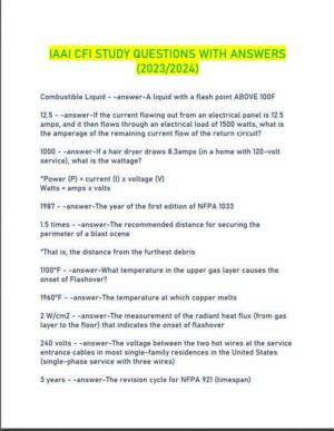 2023-2024 IAAI CFI Study Questions With Answers with Answers (258 Solved Questions)