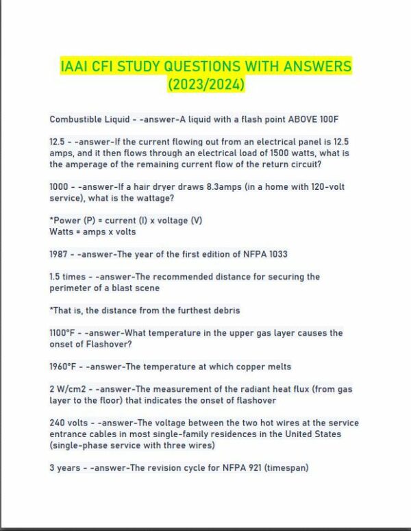 2023-2024 IAAI CFI Study Questions With Answers with Answers (258 Solved Questions)