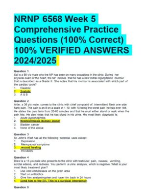 2024-2025 NRNP6568 Comprehensive Practice Exam Week 5 with Answers (30 Solved Questions)