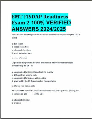 2024-2025 EMT FISDAP Readiness Practice Exam with Answers (161 Solved Questions)