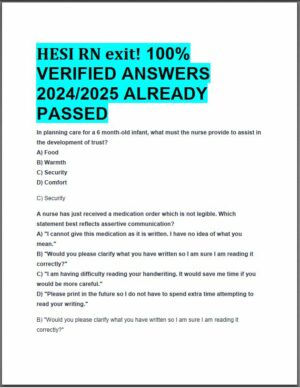 2024-2025 HESI RN Exit Exam with Answers (156 Solved Questions)
