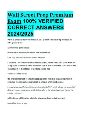 2024-2025 Wall Street Prep Premium Exam with Answers (50 Solved Questions)