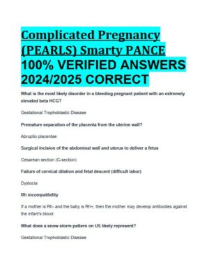 2024-2025 Complicated Pregnancy Disorders (PEARLS) (Smarty PANCE) with Answers (64 Solved Questions)