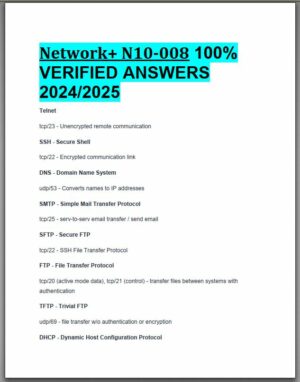 2024-2025 Network+ N10-008 Practice Exam with Answers (134 Solved Questions)