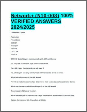 2024-2025 Network+ (N10-008) Practice Exam with Answers (55 Solved Questions)
