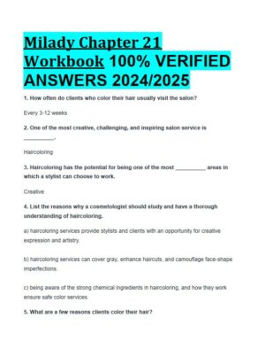 2024-2025 Milady Chapter 21 Workbook Practice Exam with Answers (206 Solved Questions)