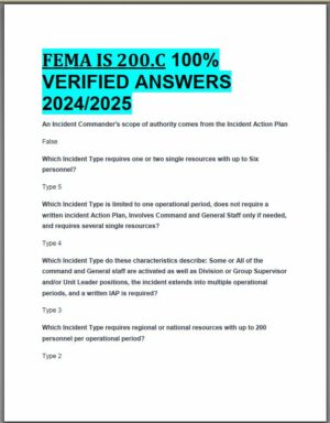 2024-2025 FEMA IS 200.C Practice Exam with Answers (39 Solved Questions)