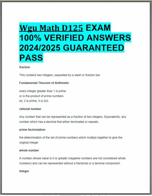 2024-2025 WGU Math D125 Exam with Answers (68 Solved Questions)