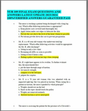 2023-2024 NUR109 Final Exam with Answers (150 Solved Questions)