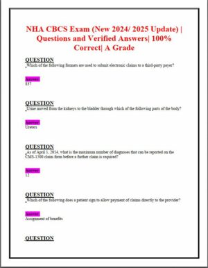 2024-2025 NHA CBCS Exam with Answers (222 Solved Questions)