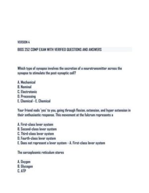 2024 BIOS252 Biology Comprehension Exam With Answers (50 Solved Questions)