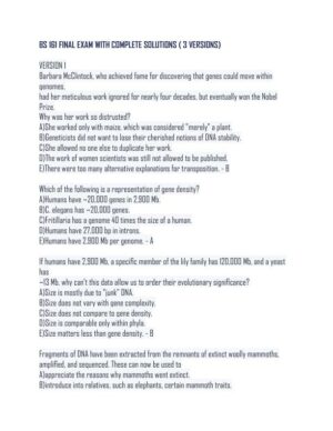 BS161 Biology Final Exam With Answers (194 Solved Questions)