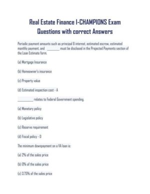 Real Estate Finance Champions Practice Exam With Answers (61 Solved Questions)