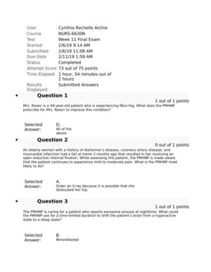 2019 NURS-6630N Nursing Diagnosis Week 11 Final Exam With Answers (76 Solved Questions)