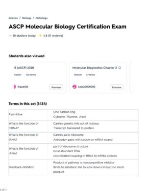 2020 ASCP Molecular Biology Certification Exam With Answers (100 Solved Questions)