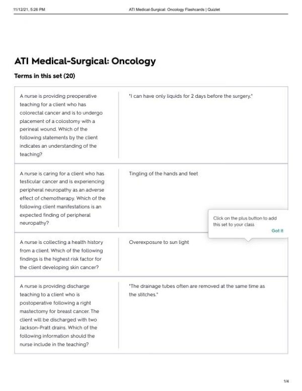 2021 ATI Medical Surgical Nursing Practice Exam With Answers (20 Solved Questions)