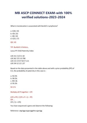 2023-2024 MB ASCP Mathematics Connect Exam With Answers (97 Solved Questions)