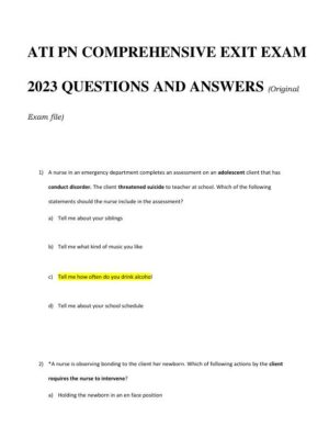 2023 ATI PN Comp Exit Exam With Answers (164 Solved Questions)