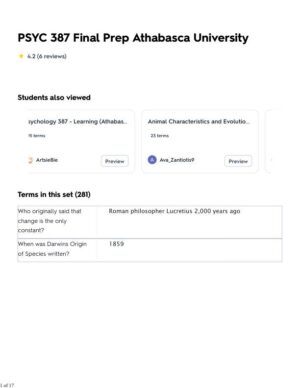 PSYC387 Psychology Final Exam With Answers (102 Solved Questions)