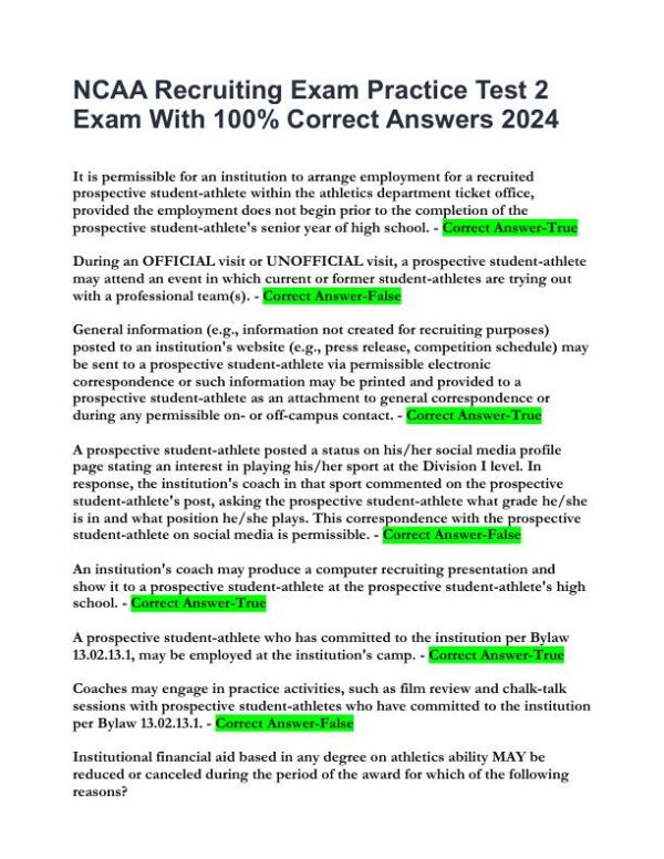 2024 NCAA Recruiting Exam With Answers (31 Solved Questions)