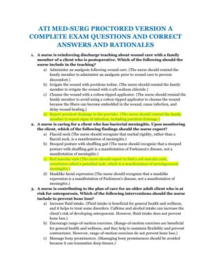 ATI Medical Surgical Nursing Proctored Exam With Answers (90 Solved Questions)